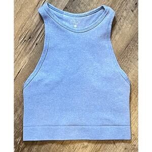 Nux Ribbed Racerback Athletic Sports Bra / Crop Top in Light Blue Sz M NWOT